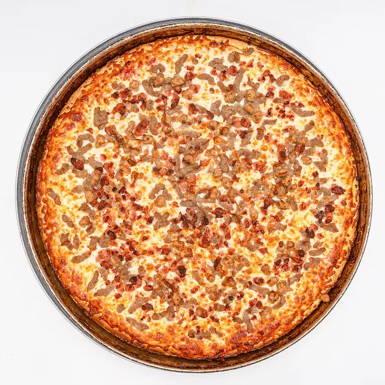 Pizza 64 meat lovers pizza Winnipeg loaded with pepperoni ham beef sausage